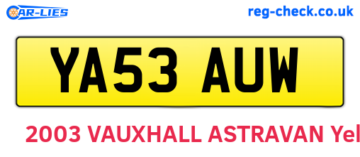 YA53AUW are the vehicle registration plates.