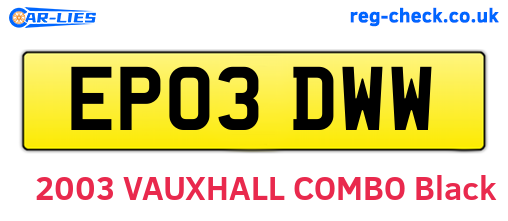 EP03DWW are the vehicle registration plates.