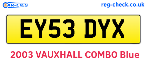 EY53DYX are the vehicle registration plates.