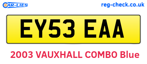 EY53EAA are the vehicle registration plates.