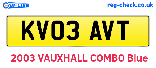 KV03AVT are the vehicle registration plates.
