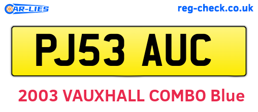 PJ53AUC are the vehicle registration plates.