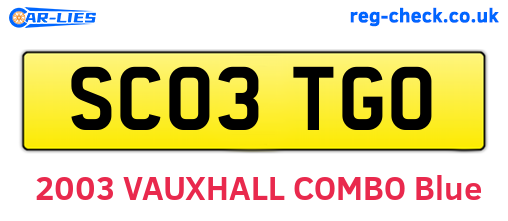 SC03TGO are the vehicle registration plates.