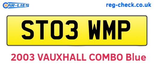 ST03WMP are the vehicle registration plates.