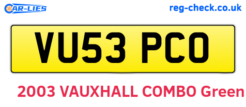 VU53PCO are the vehicle registration plates.