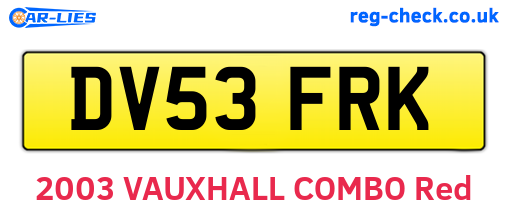 DV53FRK are the vehicle registration plates.