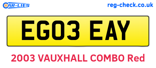 EG03EAY are the vehicle registration plates.