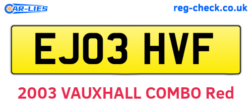EJ03HVF are the vehicle registration plates.