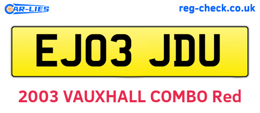 EJ03JDU are the vehicle registration plates.