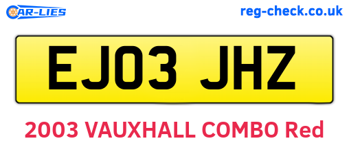 EJ03JHZ are the vehicle registration plates.