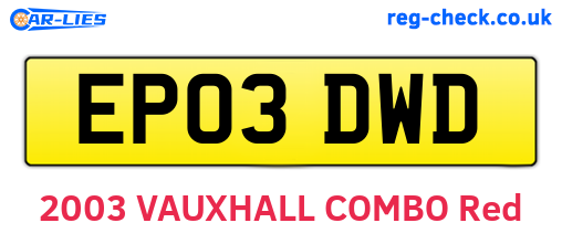 EP03DWD are the vehicle registration plates.