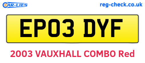 EP03DYF are the vehicle registration plates.