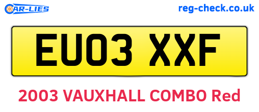 EU03XXF are the vehicle registration plates.