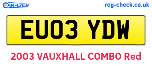 EU03YDW are the vehicle registration plates.