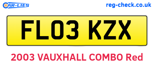 FL03KZX are the vehicle registration plates.