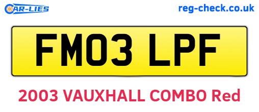 FM03LPF are the vehicle registration plates.