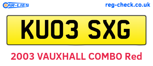 KU03SXG are the vehicle registration plates.