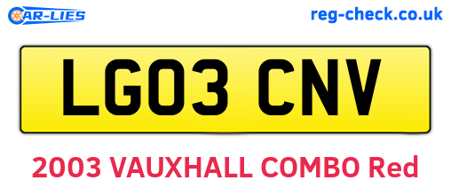 LG03CNV are the vehicle registration plates.