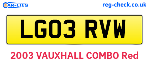 LG03RVW are the vehicle registration plates.