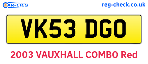 VK53DGO are the vehicle registration plates.
