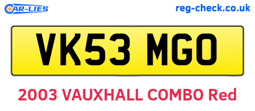 VK53MGO are the vehicle registration plates.