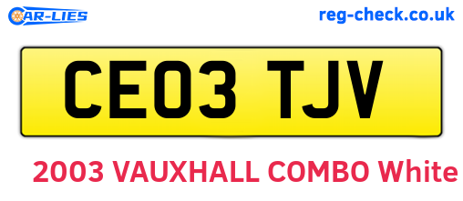 CE03TJV are the vehicle registration plates.