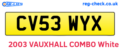CV53WYX are the vehicle registration plates.
