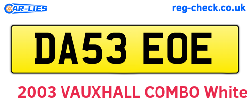 DA53EOE are the vehicle registration plates.