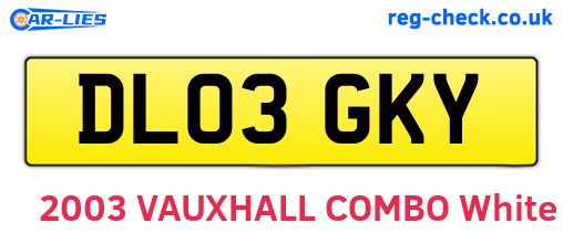 DL03GKY are the vehicle registration plates.