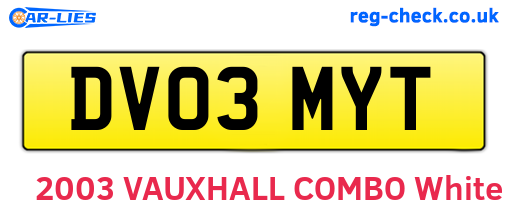 DV03MYT are the vehicle registration plates.