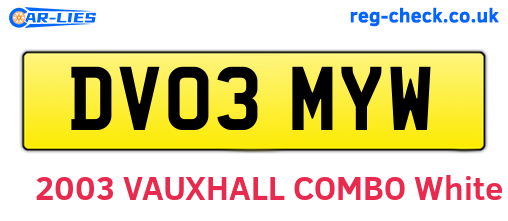 DV03MYW are the vehicle registration plates.