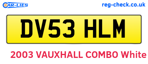 DV53HLM are the vehicle registration plates.