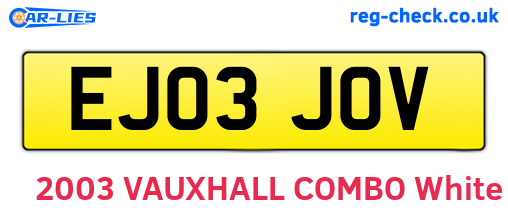 EJ03JOV are the vehicle registration plates.