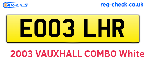 EO03LHR are the vehicle registration plates.