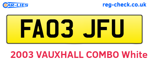 FA03JFU are the vehicle registration plates.