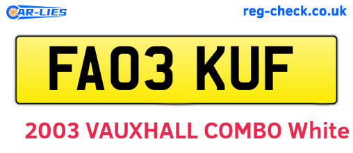 FA03KUF are the vehicle registration plates.