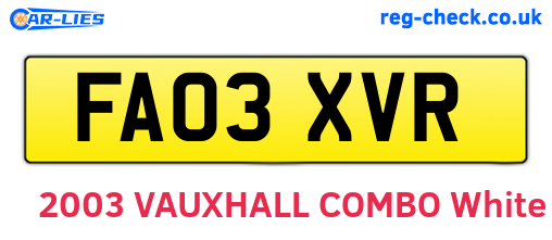 FA03XVR are the vehicle registration plates.