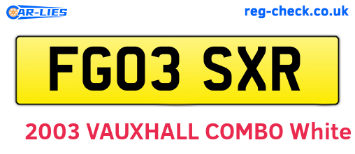 FG03SXR are the vehicle registration plates.