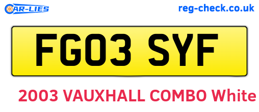 FG03SYF are the vehicle registration plates.