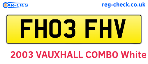 FH03FHV are the vehicle registration plates.