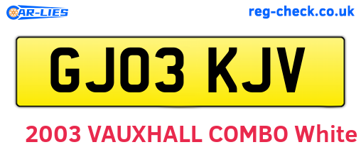 GJ03KJV are the vehicle registration plates.