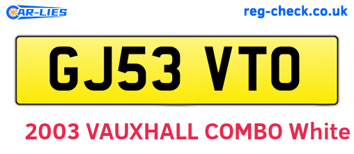 GJ53VTO are the vehicle registration plates.