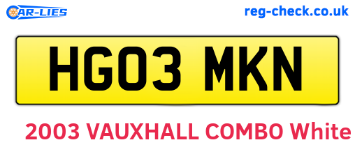 HG03MKN are the vehicle registration plates.