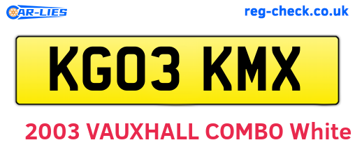 KG03KMX are the vehicle registration plates.