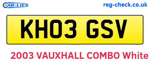KH03GSV are the vehicle registration plates.