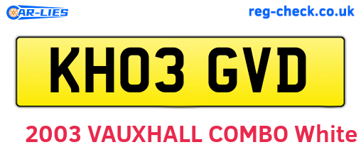 KH03GVD are the vehicle registration plates.