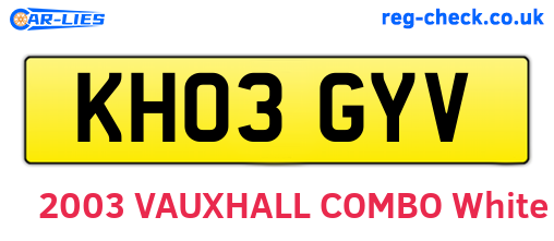KH03GYV are the vehicle registration plates.