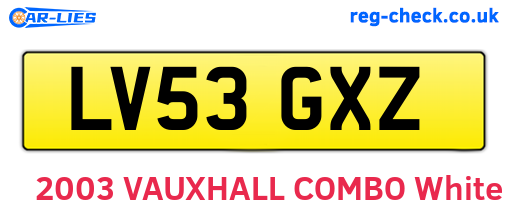 LV53GXZ are the vehicle registration plates.