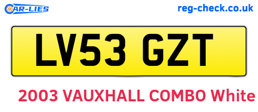 LV53GZT are the vehicle registration plates.