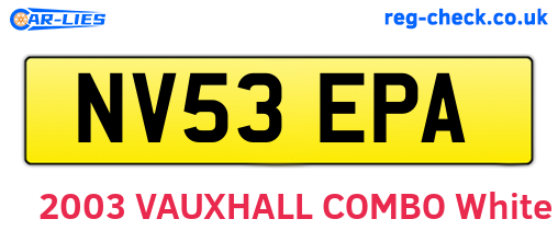 NV53EPA are the vehicle registration plates.
